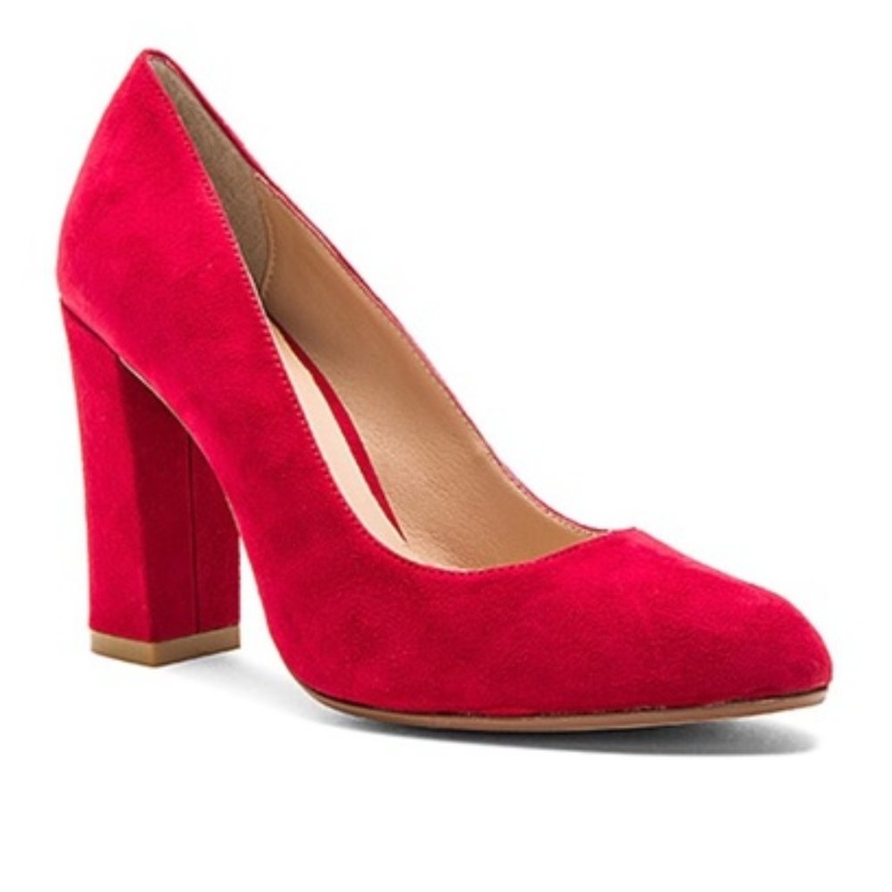 RAYE Gwen Heel Ruby Red Swede Shoes Sz 9